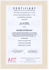 Certifikt MANAERA SYSTMU BOZP