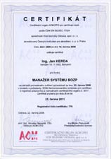Certifik�t MANA�ERA SYST�MU BOZP
