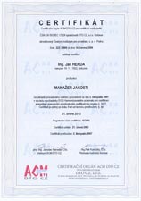 Certifik�t MANA�ERA JAKOSTI
